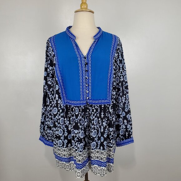 Woman Within Button Front Cloth Covered Buttons Top Top NWT Size 2X (26/28) - Picture 1 of 15
